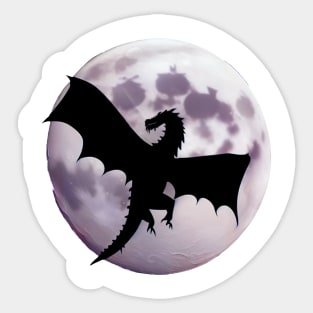 Dragon Silhouette in front of the Moon Sticker